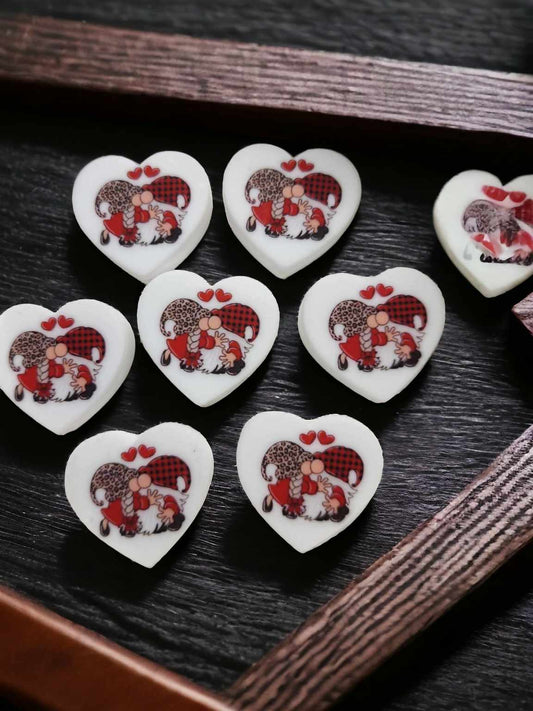 Gnome Couple Kissing Heart Silicone Focal Bead - 0666