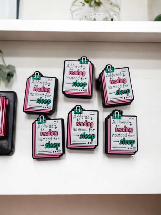 Addicted to Reading No Mood for Sleep Page Silicone Focal Bead - 0675