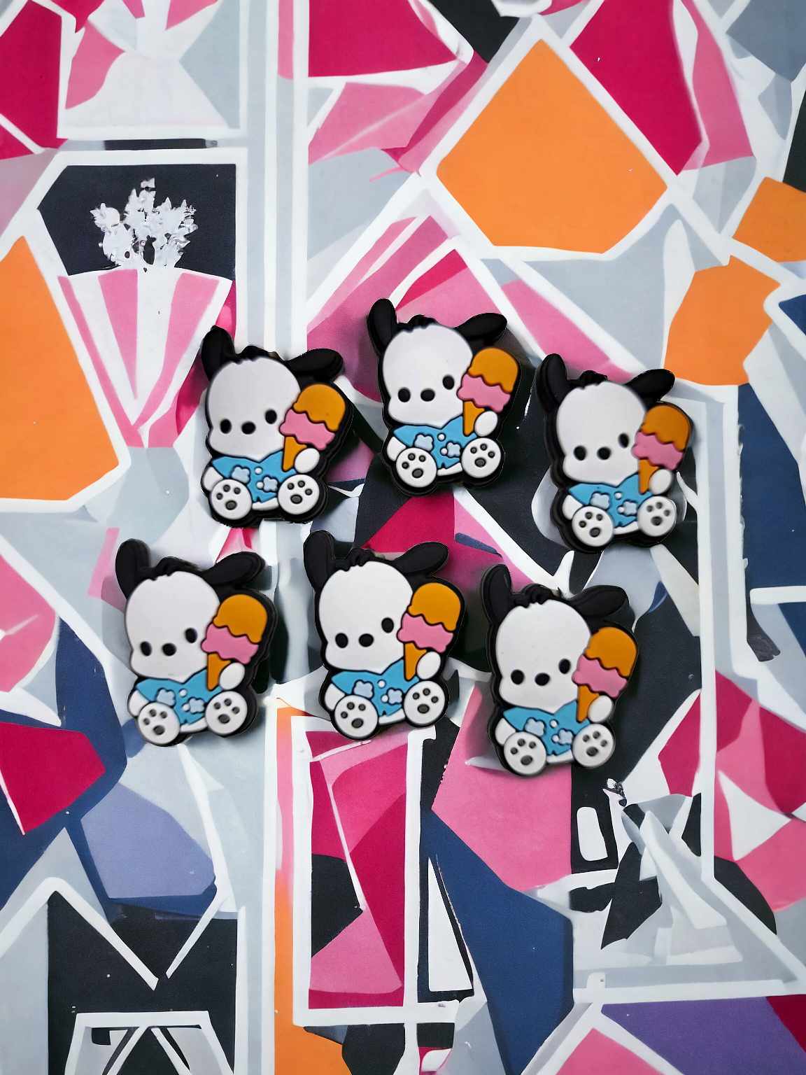 Pochacco with Ice Cream: Hello Kitty Dog Friend Full Body Silicone Focal Bead - 0762