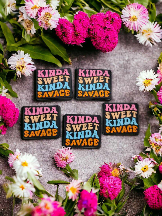 Kinda Sweet Kinda Savage - Black Square Silicone Focal Bead - 0757