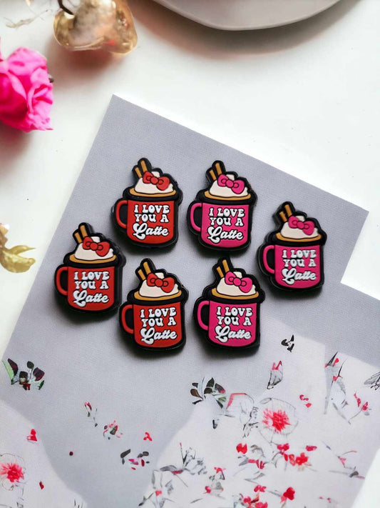 I Love you A Latte: Cup with Bow and Whipped Cream Silicone Focal Bead - 0772