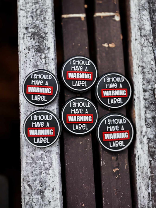 I Should Have Came with a Warning Label - Black Round Silicone Focal Bead - 0756