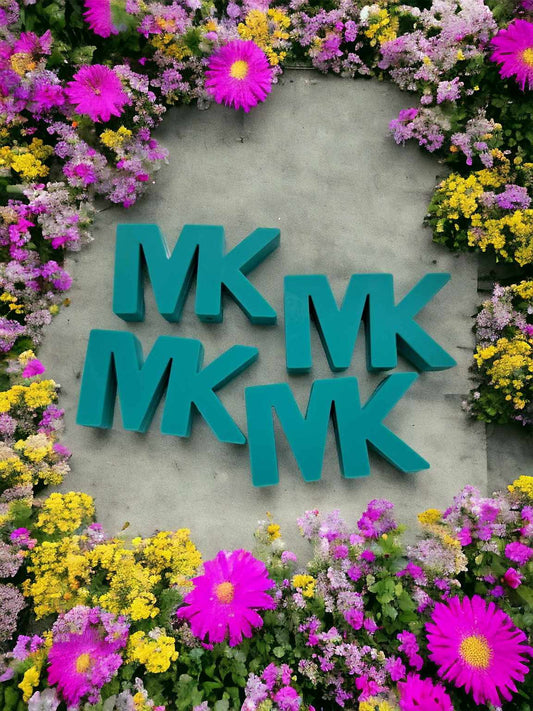 MK: Michael Kors Logo - Black, Pink, and White Silicone Focal Bead - 0314