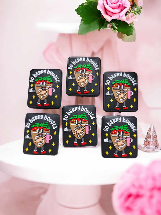 So Berry Boujee: Chocolate Strawberry with Tumbler Cup - Style 1 Silicone Focal Bead - 0826