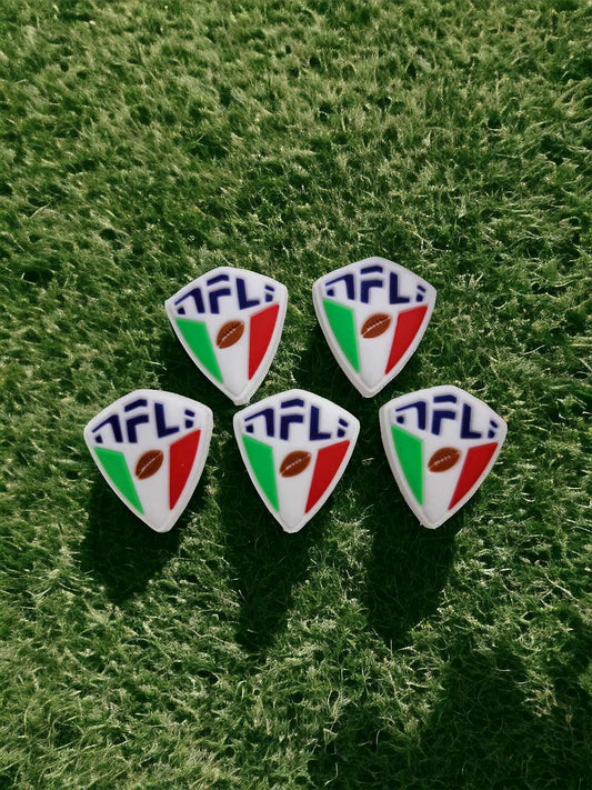 NFL Football Logo on White: Style 2 Silicone Focal Bead - 0803