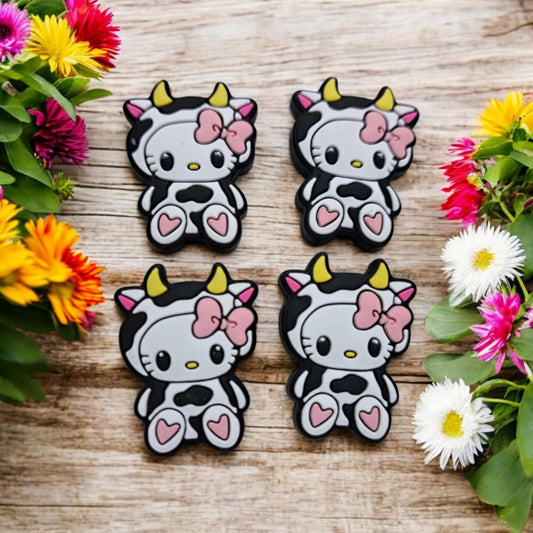 Hello Kitty in Cow Costume Silicone Focal Bead