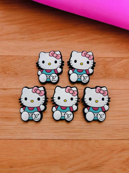 Hello Kitty Full Body Sitting LV Logo Cartoon Silicone Focal Bead - 0828