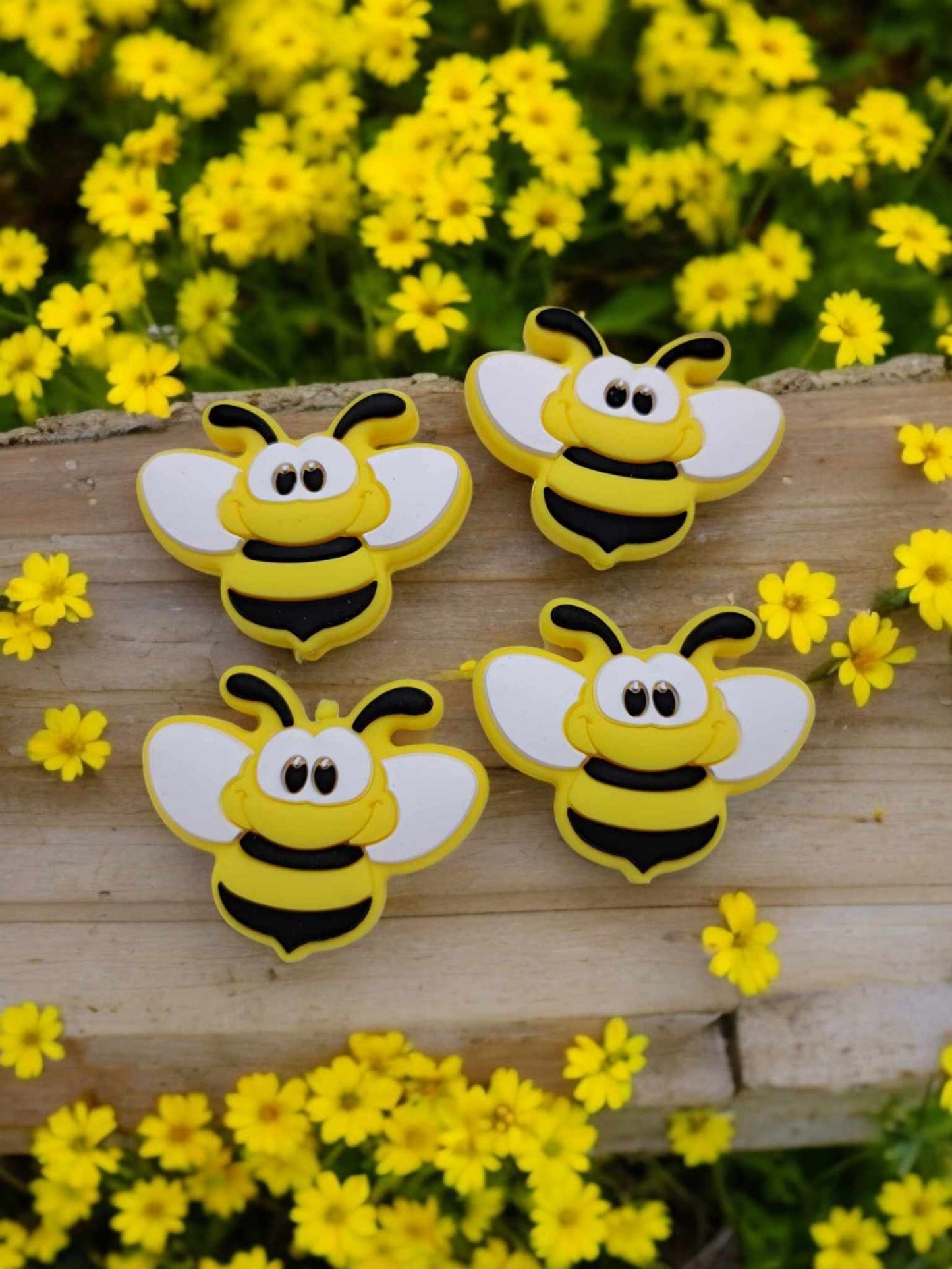 Bumblebee: Yellow with Black Silicone Focal Bead - 0891