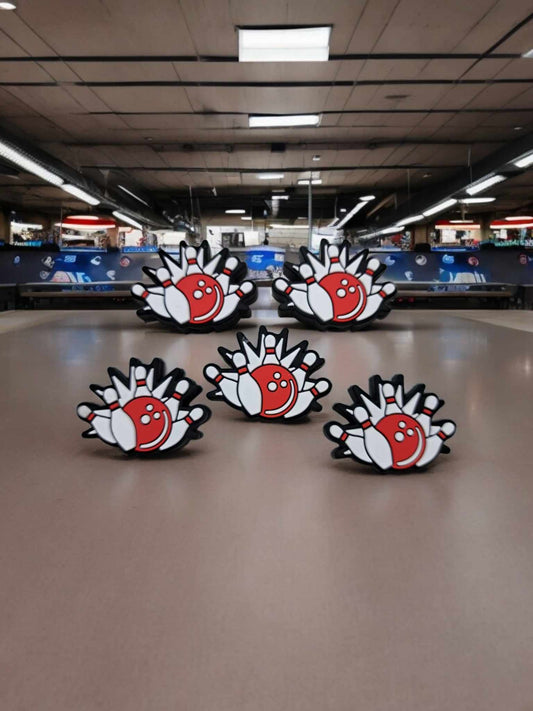 Bowling Pins and Ball Silicone Focal Bead - 0834