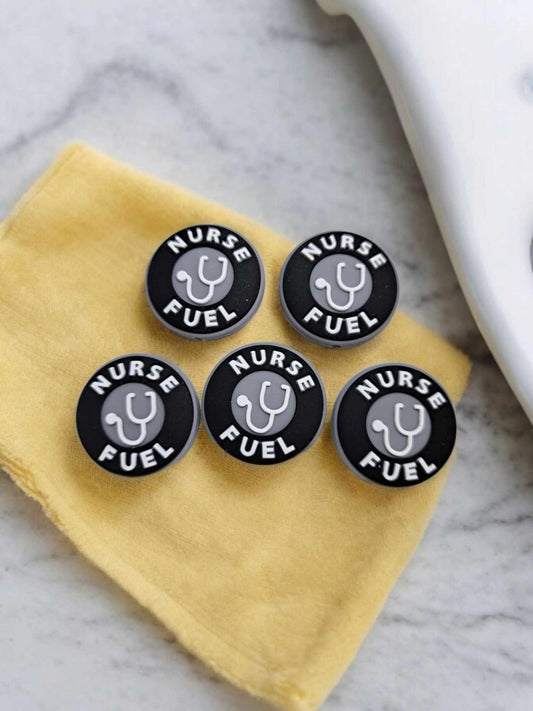 Nurse Fuel: Round with Stethoscope Silicone Focal Bead - 0836