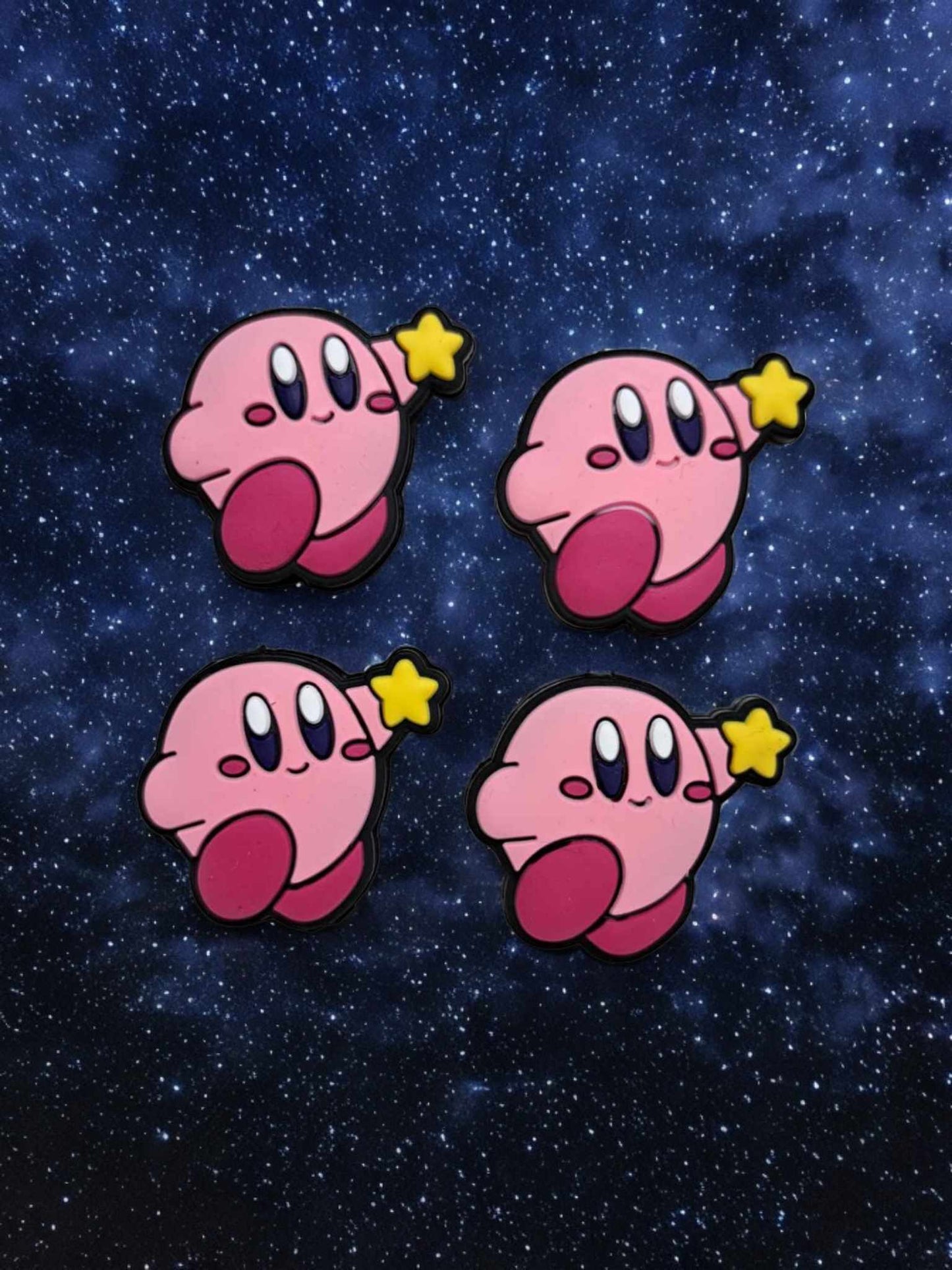 Kirby (pink with Star): Smash Brothers Character Silicone Focal Bead - 0829