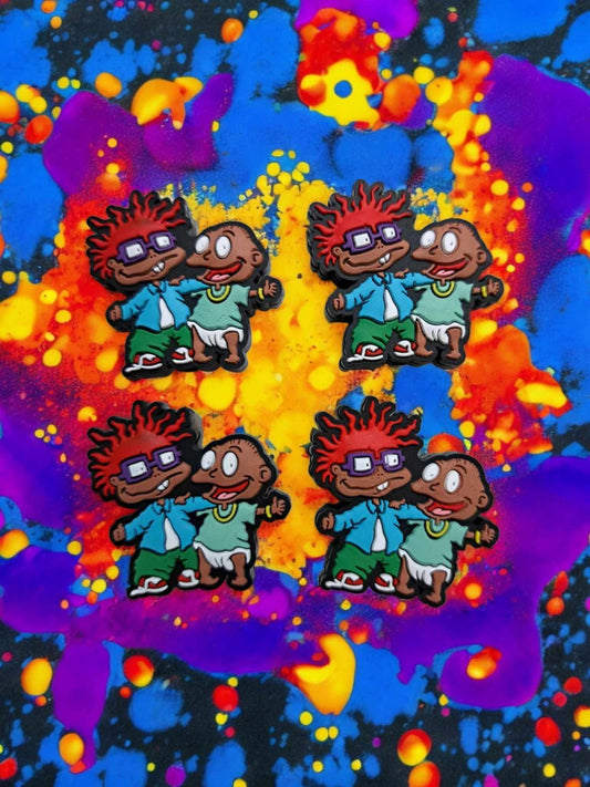 Rugrats: Chuckie and Tommy Full Body (Dark Skin) Silicone Focal Bead - 0867