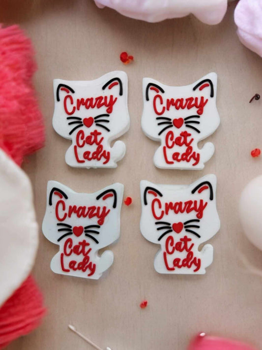 Crazy Cat Lady - Black Cat Face Silicone Focal Bead - 0759