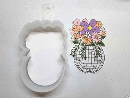 Disco Planter with Flowers Cardstock Silicone Mold, Aroma Bead Molds, Premium Cardstock Images