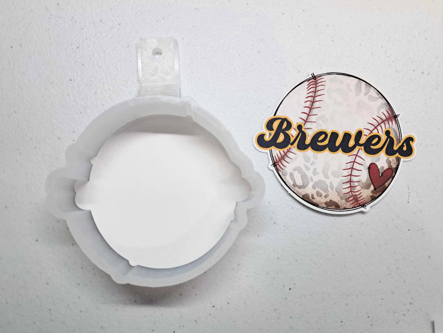 Brewers Baseball with Heart Cardstock Silicone Mold, Aroma Bead Molds, Car Freshie Mold, Premium Cardstock Images