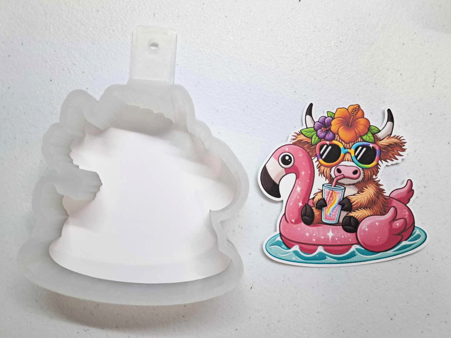 Summer Floatie Highland Cow Cardstock Silicone Mold, Aroma Bead Molds, Premium Cardstock Images
