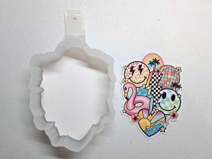 Retro Summer Collage: Disco Ball, Smiley Face, Lightning Bolt, Floaty Cardstock Silicone Mold, Aroma Bead Molds, Premium Cardstock