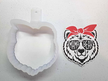 Mama Bear Wearing Sunglasses and Bandana for Cardstock Silicone Mold, for Aroma Bead Molds, Premium Cardstock Images