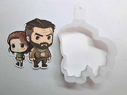 The Last of Us Chibi: Joel & Ellie, Post-apocalyptic, Game Cardstock Silicone Mold, Aroma Bead Molds, Premium Cardstock Images