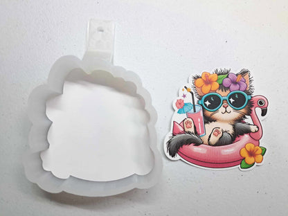 Cute Cat Summer Floatie Cardstock Silicone Mold, Aroma Bead Molds, Premium Cardstock Images