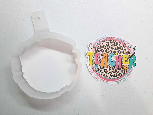 Teacher With Leopard Print Cardstock Silicone Mold, Aroma Bead Molds