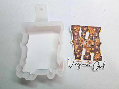 Virginia Girl: VA Western with Sunflowers and Arrow Cardstock Silicone Mold, Aroma Bead Molds, Premium Cardstock Images