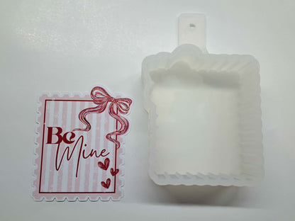 Be Mine Coquette Valentines Postage Stamp Cardstock Silicone Mold, Aroma Bead Molds, Premium Cardstock Images