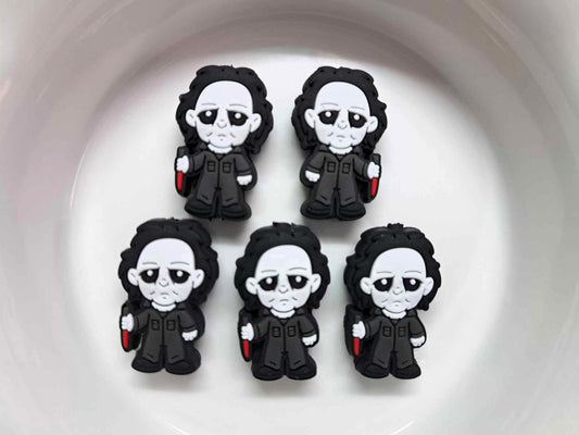 Michael Myers Style 2 (Black with White Mask) Halloween/Horror Movie Silicone Focal Bead - 0923