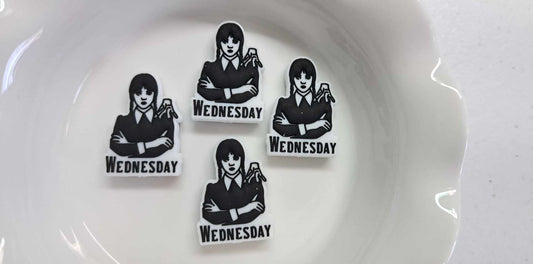 Goth Girl: Wednesday Upper Body with Hand on Shoulder Silicone Focal Bead - 1233