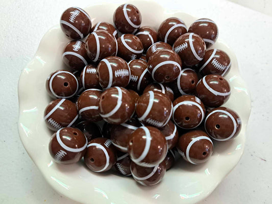 Football  - (Large) 20mm Acrylic Bubblegum Beads