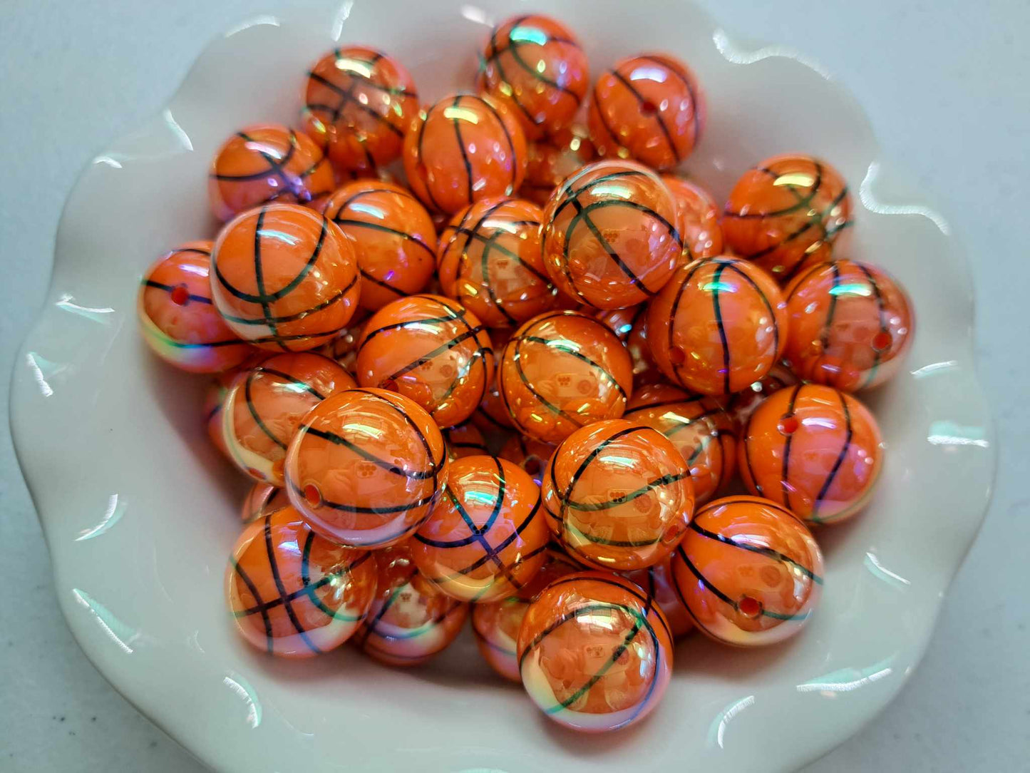 Basketball  - (Large) 20mm Acrylic Bubblegum Beads