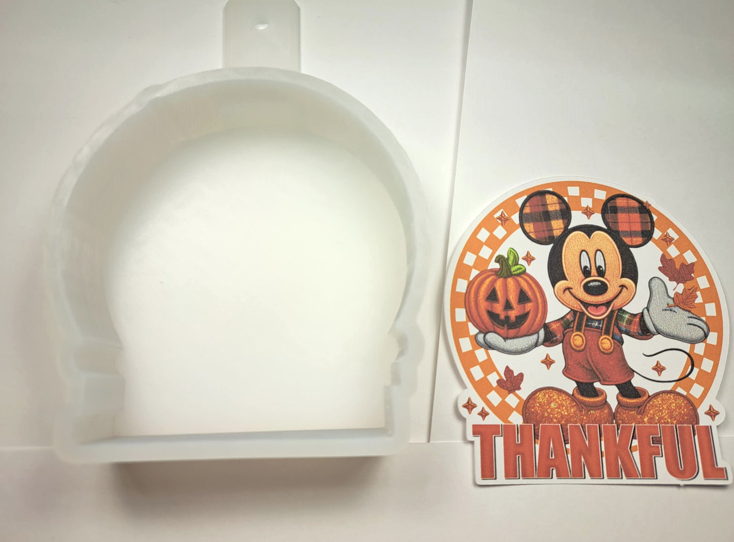 Thankful Fall: Football Minnie & Pumpkin Mickey Cardstock Silicone Mold, Aroma Bead Molds, Premium Cardstock Images