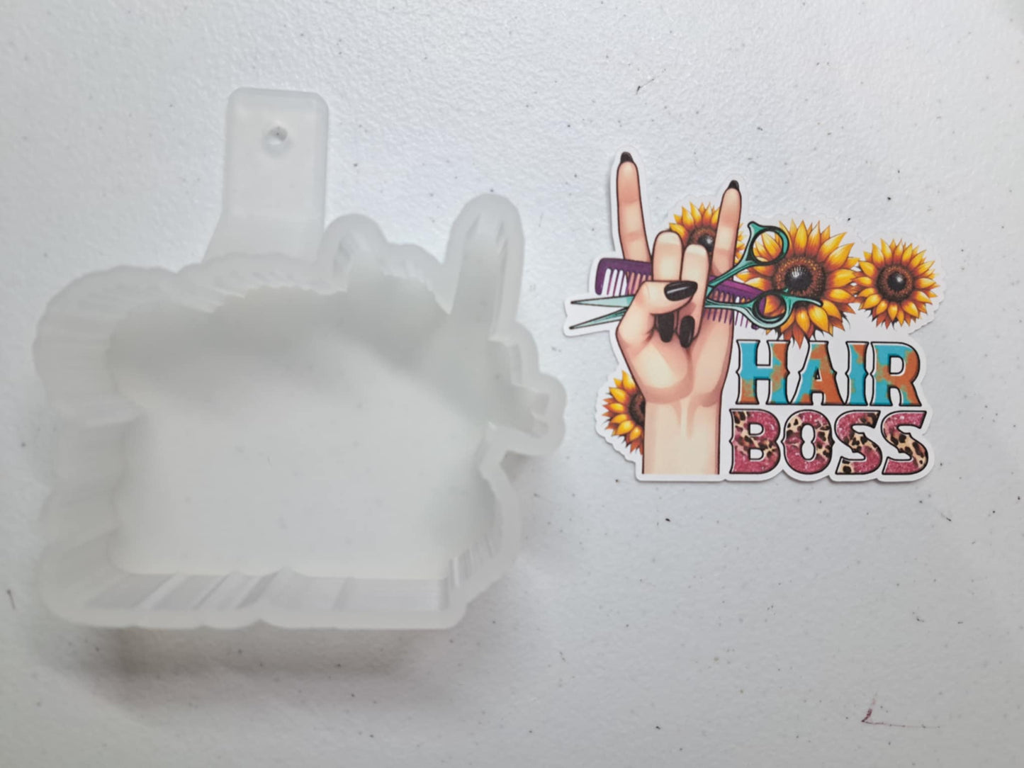 Hair Boss With Sunflowers Cardstock Silicone Mold, Aroma Bead Molds, Premium Cardstock Images
