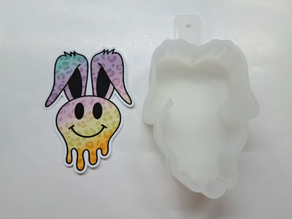Dripping Smiley Face Bunny Cardstock Silicone Mold, Aroma Bead Molds, Premium Cardstock Images
