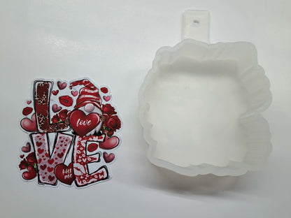 Love Kiss Me Gnome With Roses Cardstock Silicone Mold, Aroma Bead Molds, Premium Cardstock Images