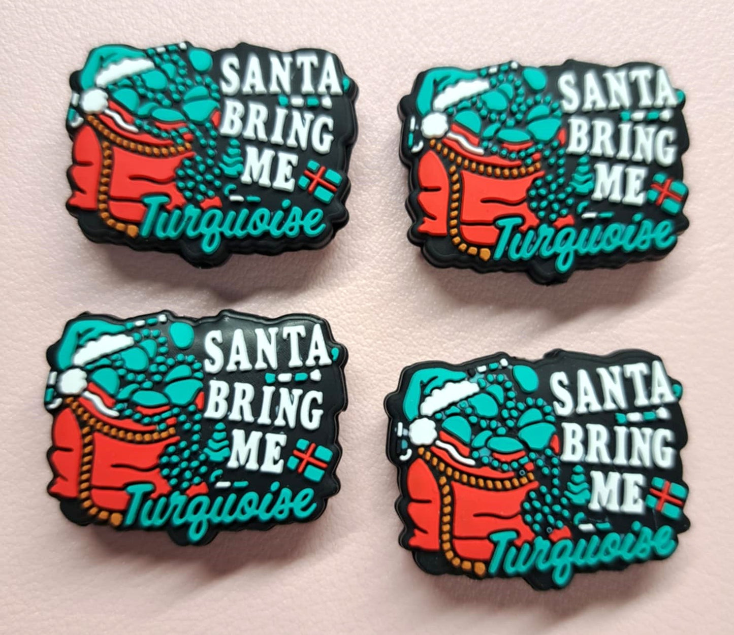 Santa Bring Me Turquoise (Santa Sack) Silicone Focal Bead