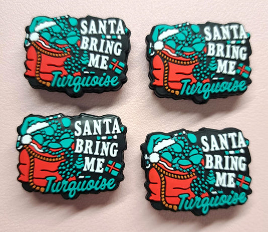 Santa Bring Me Turquoise (Santa Sack) Silicone Focal Bead