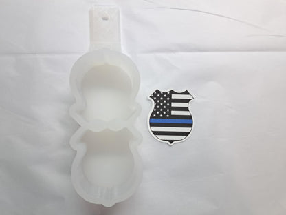 VENT CLIP Size: Police Badge/Shield with USA Flag -Dual Cavity Cardstock Silicone Mold, Aroma Bead Molds, Premium Cardstock