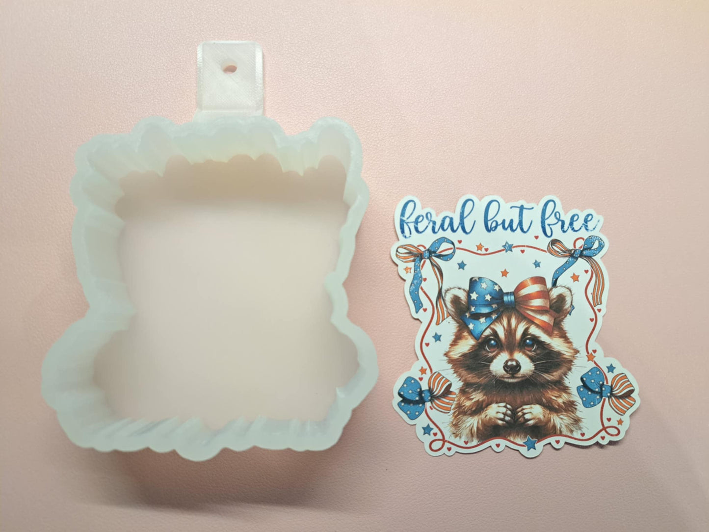 Feral But Free Raccoon Cardstock Silicone Mold, Aroma Bead Molds, Car Freshies, Premium Cardstock Images