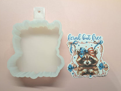 Feral But Free Raccoon Cardstock Silicone Mold, Aroma Bead Molds, Car Freshies, Premium Cardstock Images