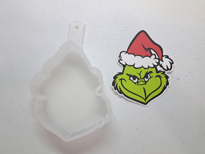Christmas: Grinch Mean One With Tennessee Vols Santa Hat Cardstock Silicone Mold, Aroma Bead Molds