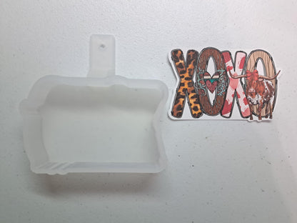 Western XOXO with Heifer and Red Bow Cardstock Silicone Mold, Aroma Bead Molds