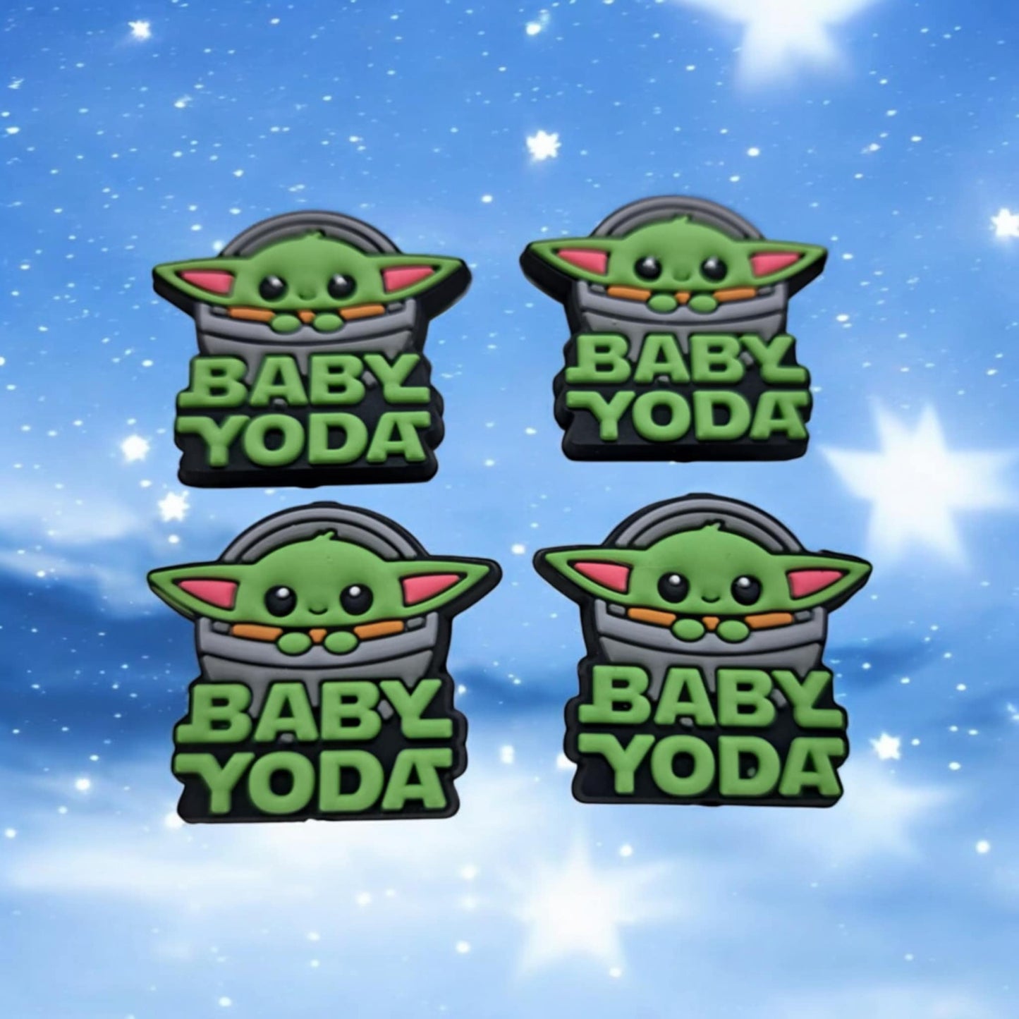 Baby Yoda in Pod with Name Underneath Silicone Focal Bead