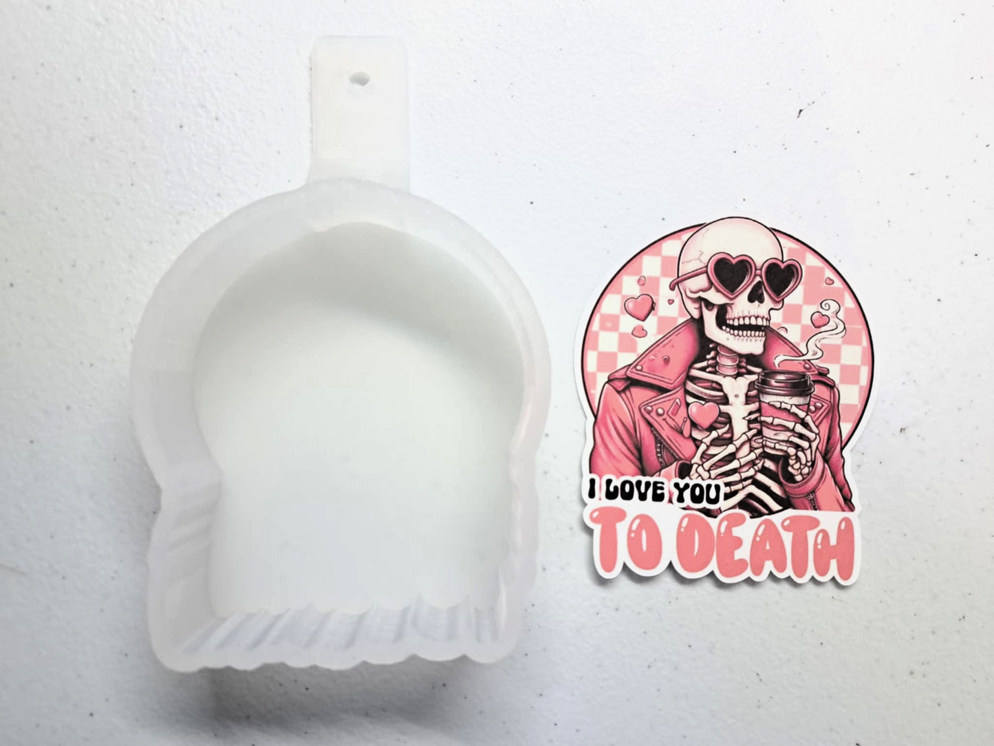 Skellie Valentines I Love You To Death Cardstock Silicone Mold, Aroma Bead Molds