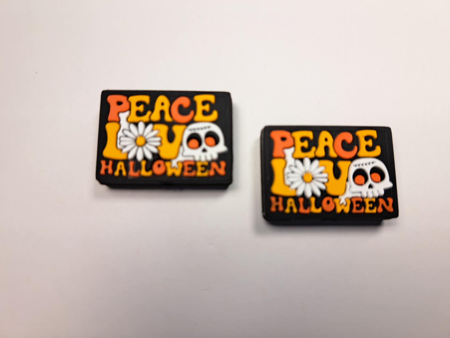 Peace Love Halloween with Skull Silicone Focal Bead