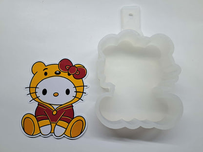 Hello Kitty Wearing Pooh Onesie Cardstock Silicone Mold, Aroma Bead Molds, Premium Cardstock Images