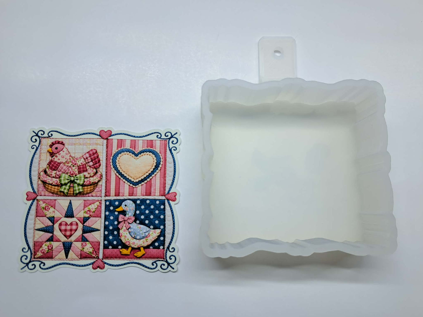 Quilted Squares Hen and Duck Frame Cardstock Silicone Mold, Aroma Bead Molds, Premium Cardstock Images