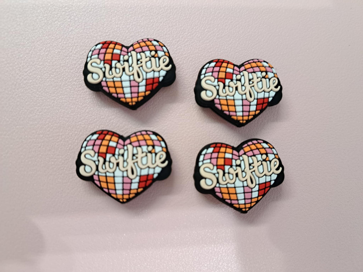 Swiftie on Disco Ball Heart Silicone Focal Bead