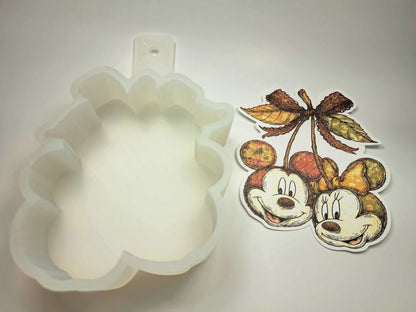 Autumn Mickey & Minnie Cherries Cardstock Silicone Mold, Aroma Bead Molds, Premium Cardstock Images