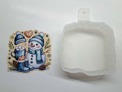 Cheerful Snowman Cardstock Silicone Mold, Aroma Bead Molds, Car Freshies, Premium Cardstock Images